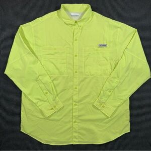 Columbia PFG Omni Shade Long Sleeve Fishing Shirt XL Lime Green Hi Vis Vented